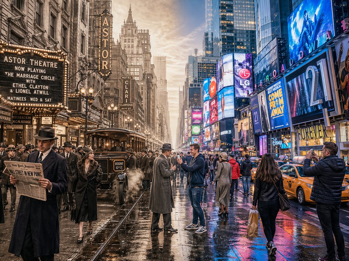 Split-Screen Time Travel Scene - esempio di prompt GPT Image 2