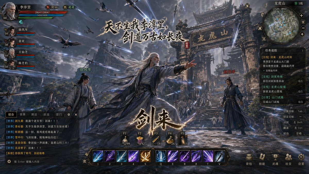 Wuxia MMORPG Gameplay Screenshot - GPT Image 2 prompt example