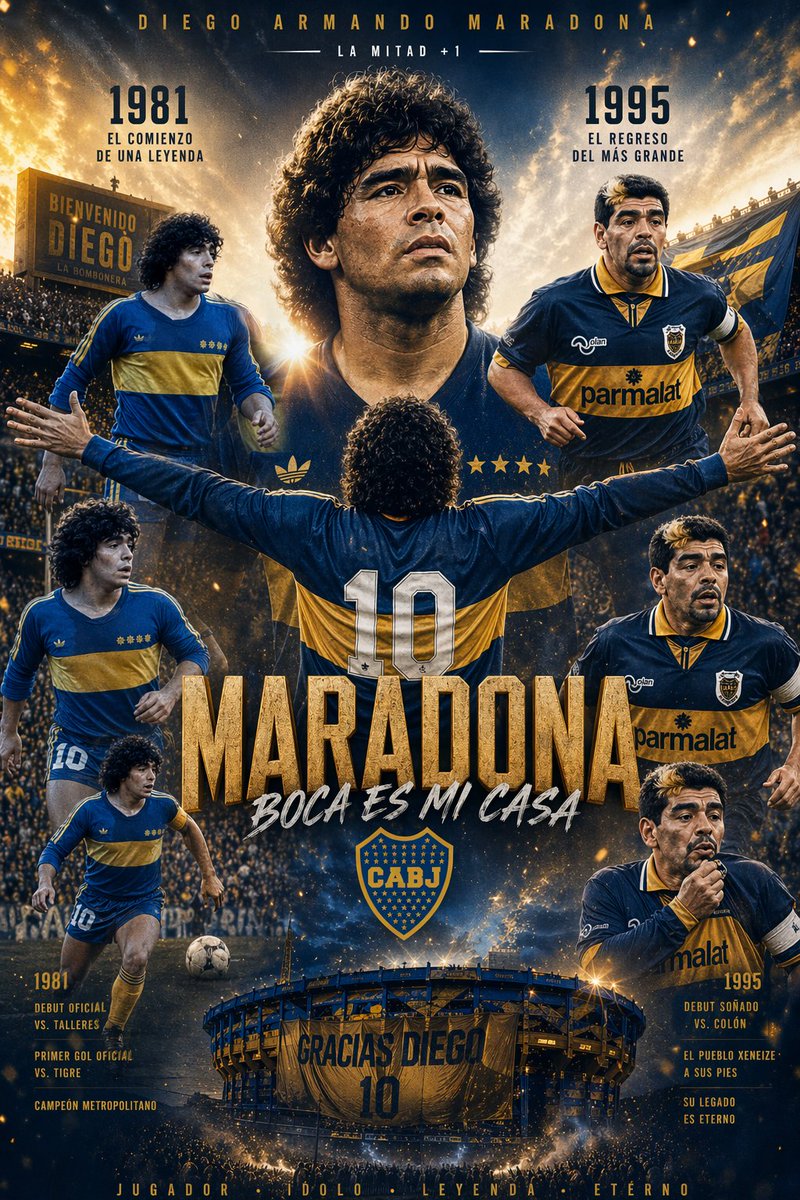 Maradona Boca Juniors Infographic Poster - GPT Image 2 prompt example