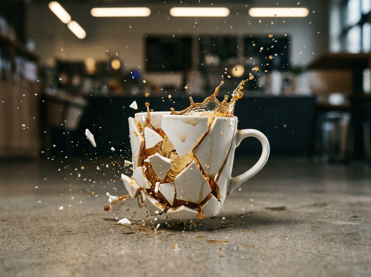 High-Speed Shattering Coffee Mug - GPT Image 2 prompt example