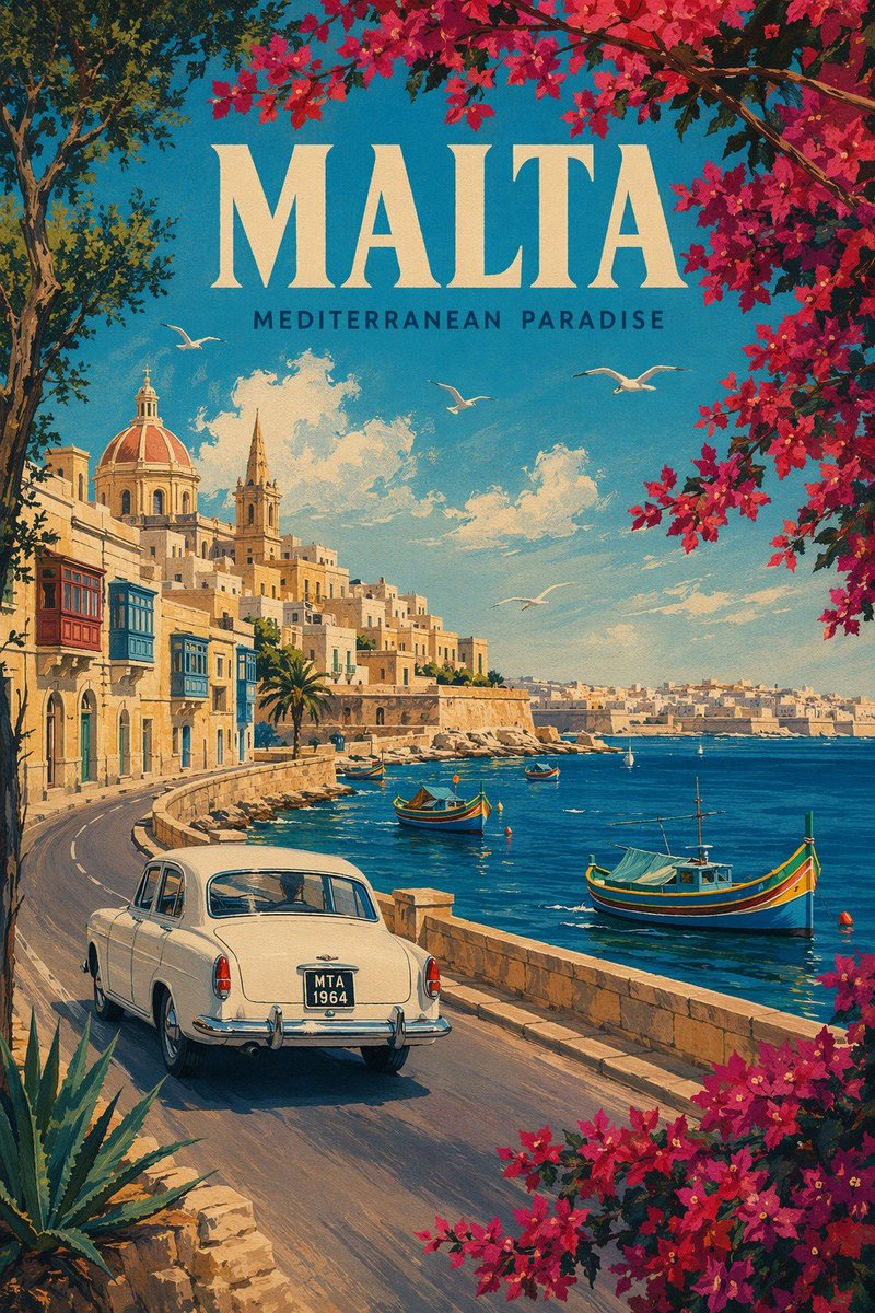 Vintage Malta Travel Poster - GPT Image 2 prompt example