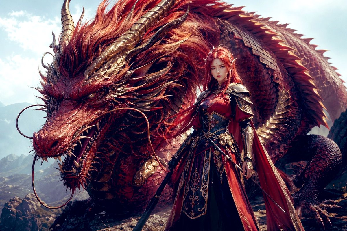 Dragon Knight and Crimson Dragon - GPT Image 2 prompt example