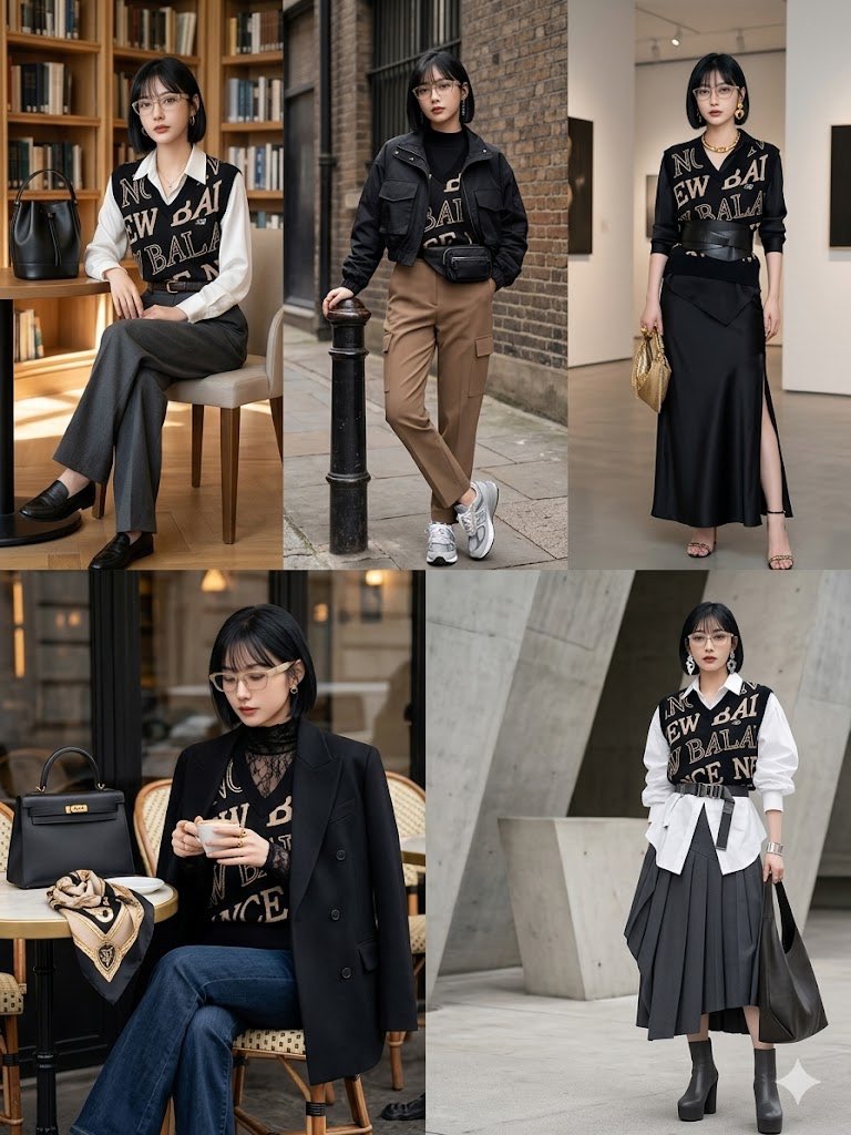 Five Ways to Style a Lettered Knit Top - GPT Image 2 prompt example