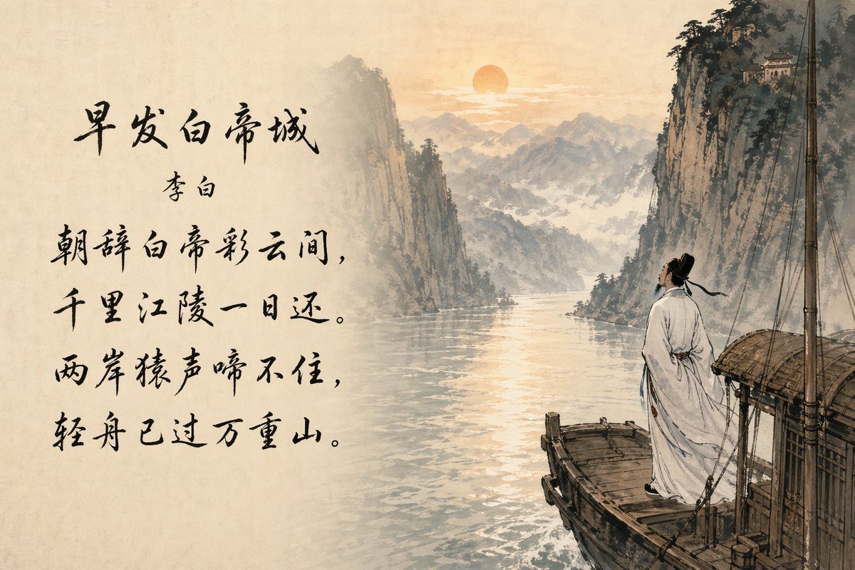 Classical Chinese Poem Scroll Landscape - GPT Image 2 prompt example