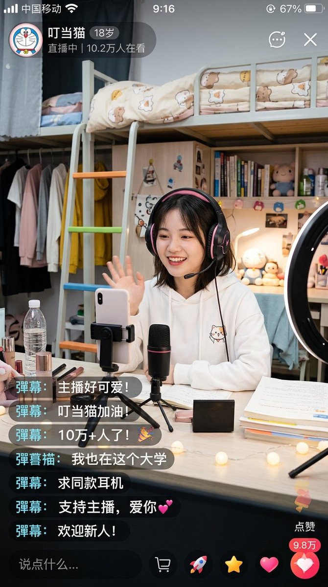 Chinese Dorm Livestream Screenshot - GPT Image 2 prompt example