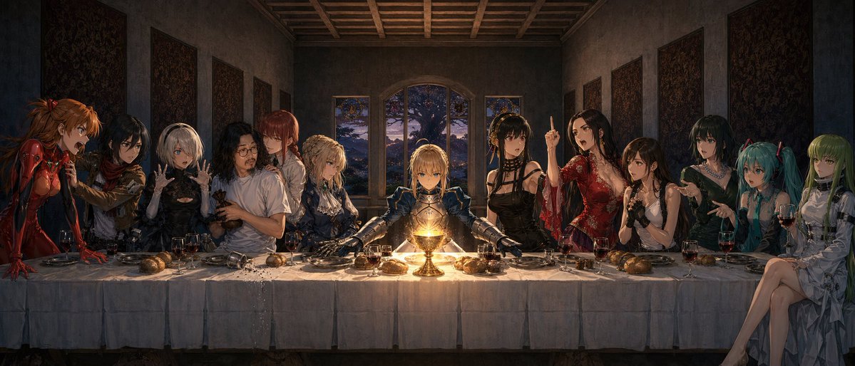 Anime Last Supper Ensemble - GPT Image 2 prompt example