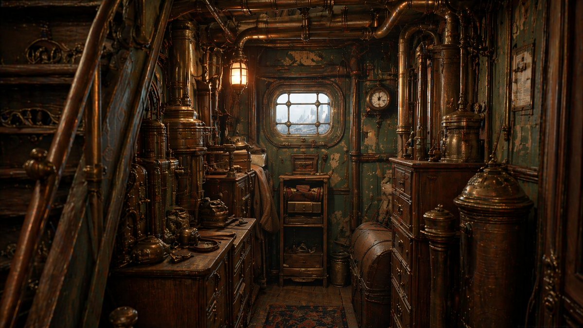 Steampunk Ship Cabin Interior - GPT Image 2 prompt example