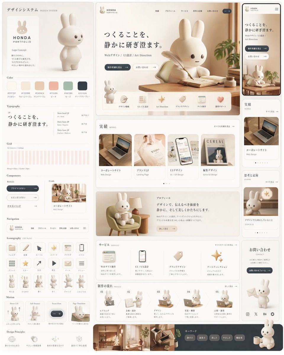 Rabbit Portfolio Design System Board - GPT Image 2 prompt example