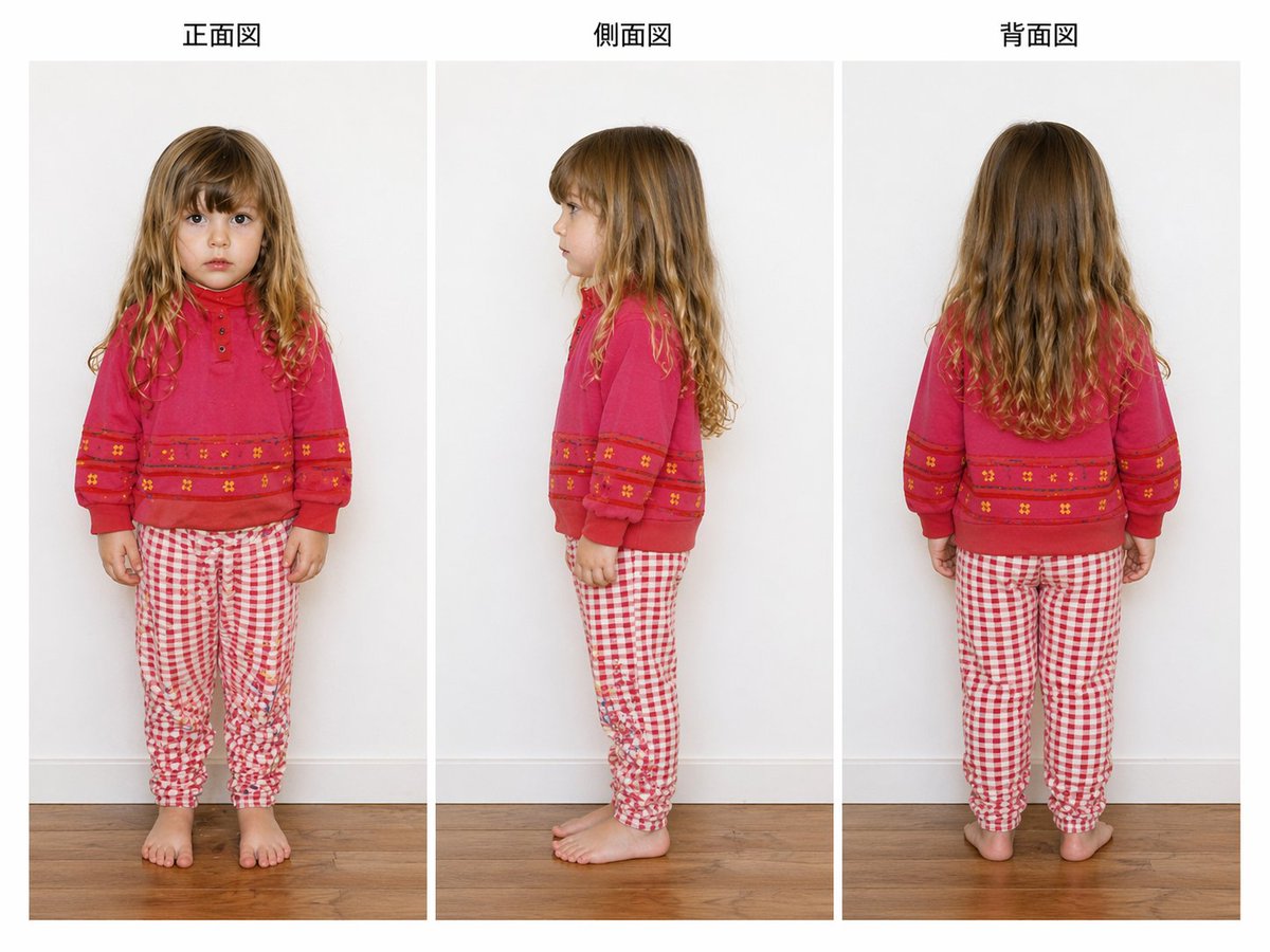 Child Three-View Clothing Reference - GPT Image 2 prompt example