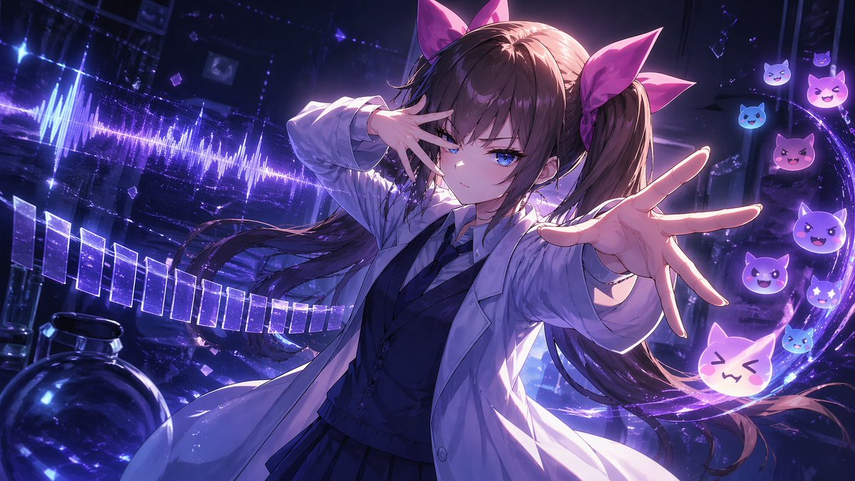 Chuunibyou Anime Girl in Neon Lab - GPT Image 2 prompt example