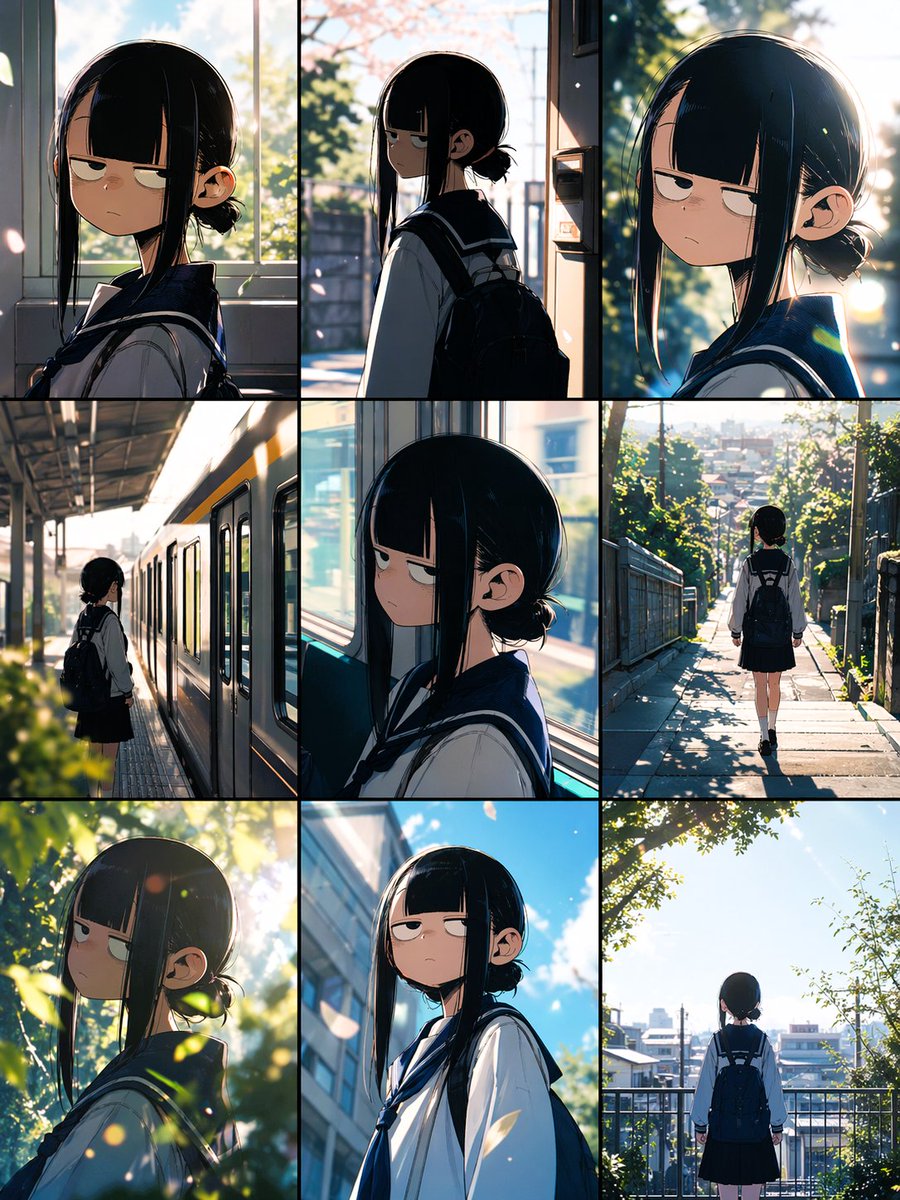 Anime School Commute Storyboard Grid - GPT Image 2 prompt example