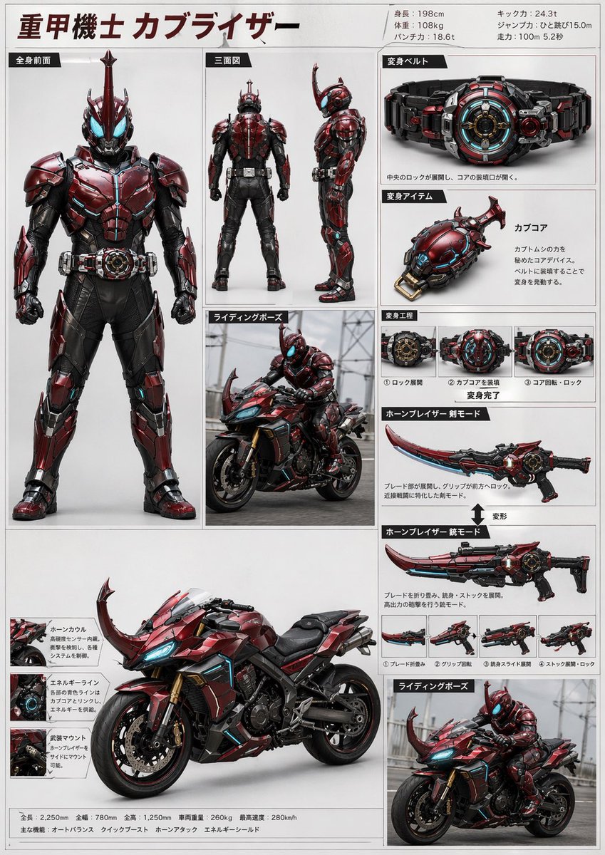 Tokusatsu Hero Reference Sheet - GPT Image 2 prompt example