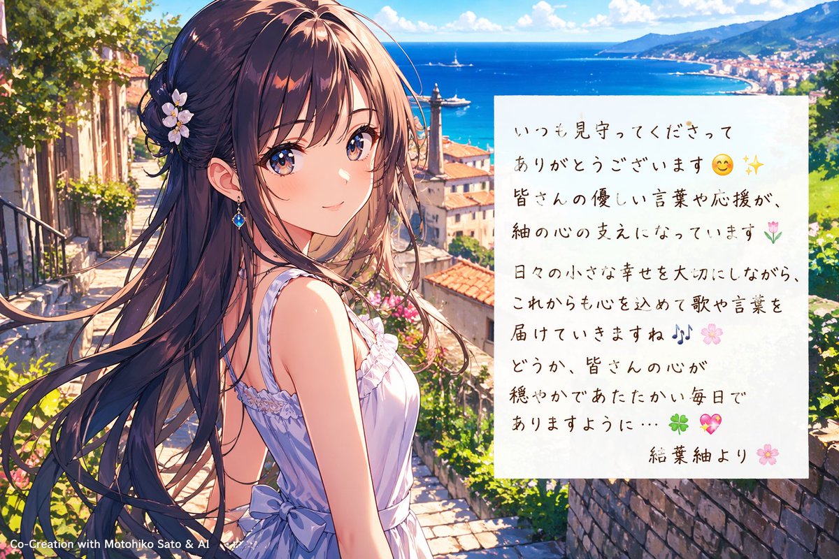 Anime Girl by the Sea with Letter - GPT Image 2 prompt example