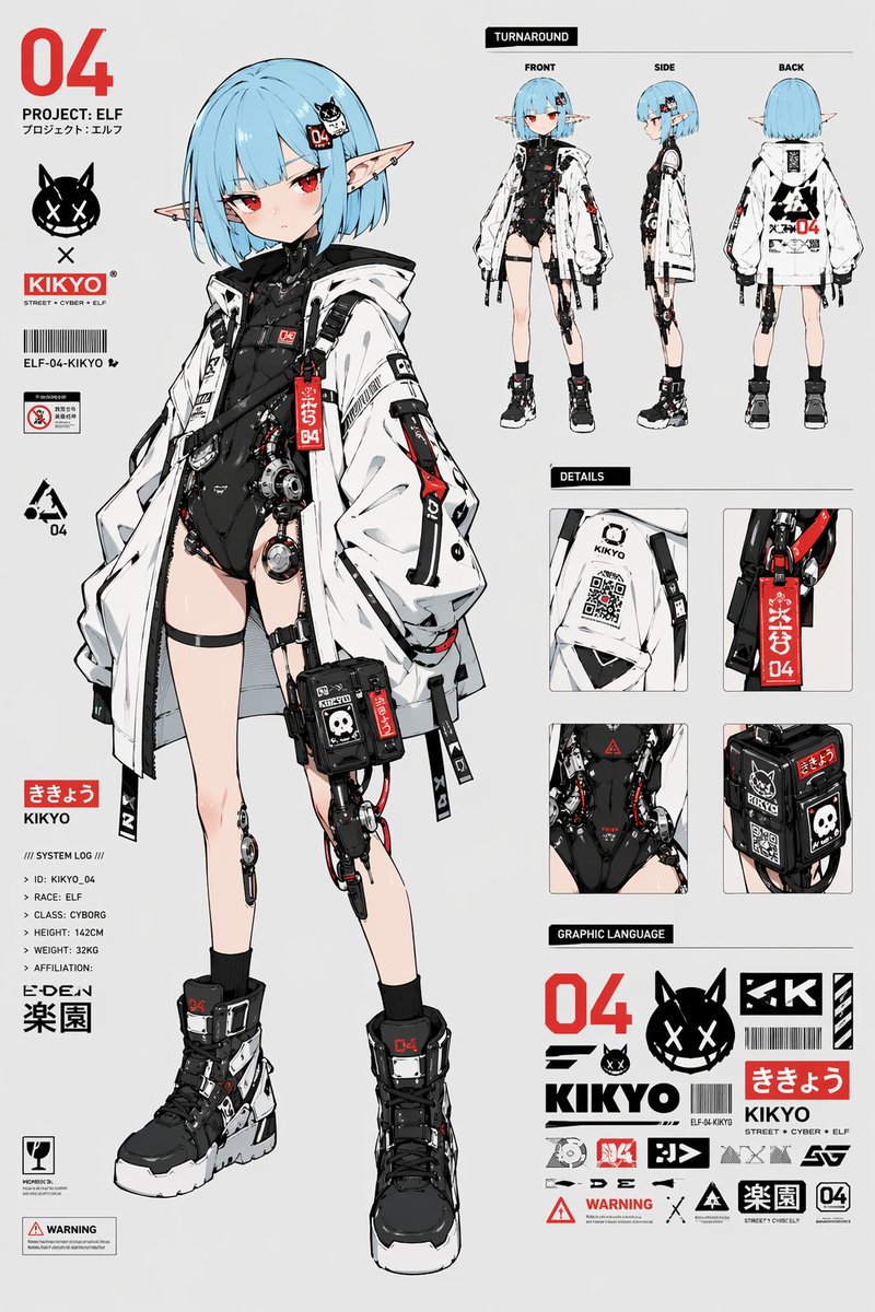 Cyber Elf Girl Reference Sheet - GPT Image 2 prompt example
