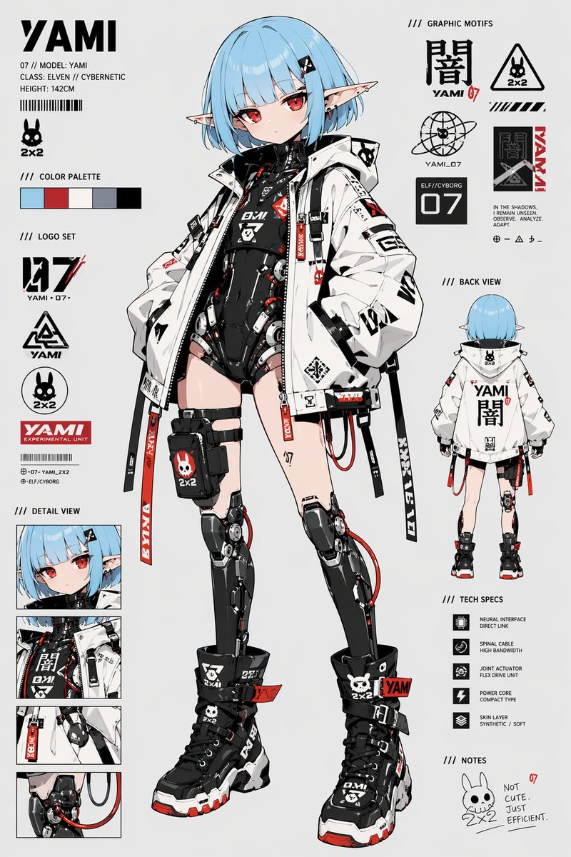 Cyberpunk Elf Android Reference Sheet - GPT Image 2 prompt example