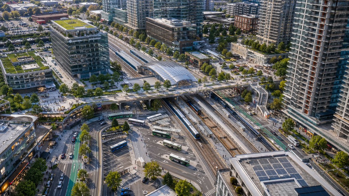 Aerial View of Modern Transit Hub - GPT Image 2 prompt example