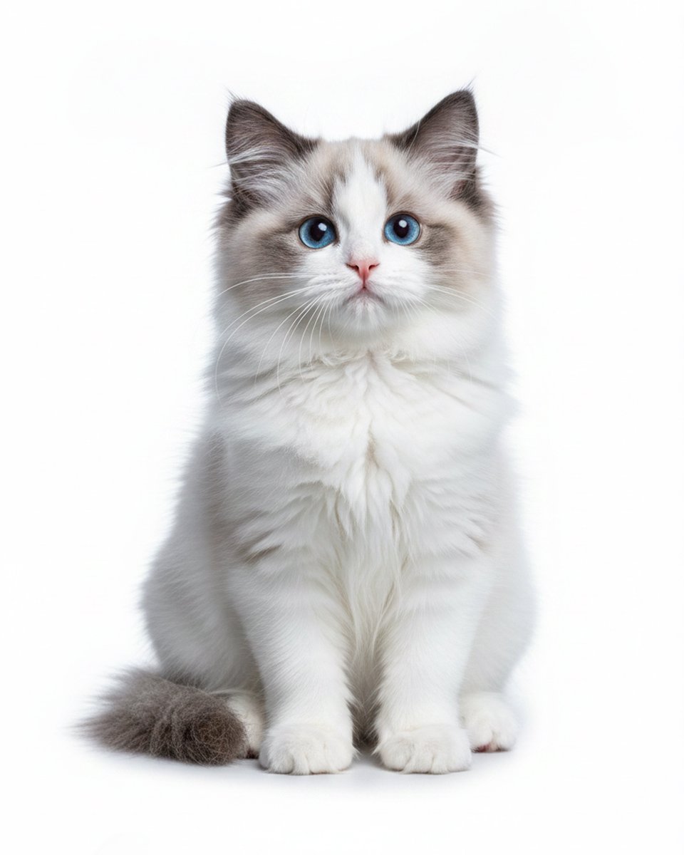 Studio Portrait of a Blue-Eyed Ragdoll Kitten - GPT Image 2 Prompt-Beispiel