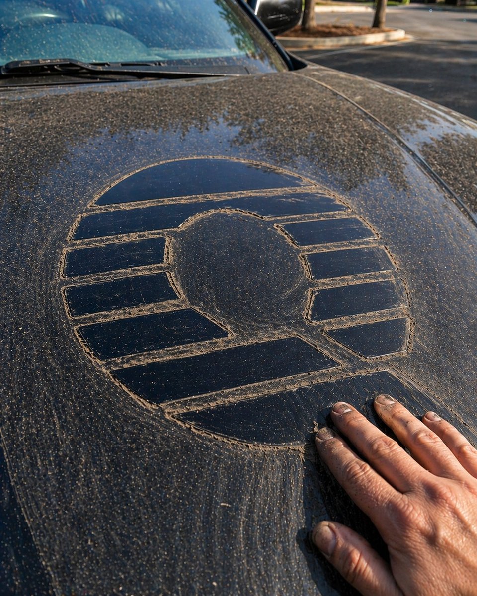 Dust-Drawn Symbol on Car Hood - GPT Image 2 prompt example