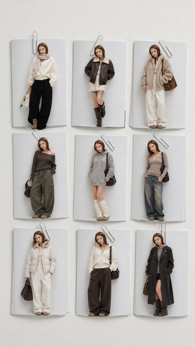 Minimalist 9-Look Fashion Collage - GPT Image 2 prompt example