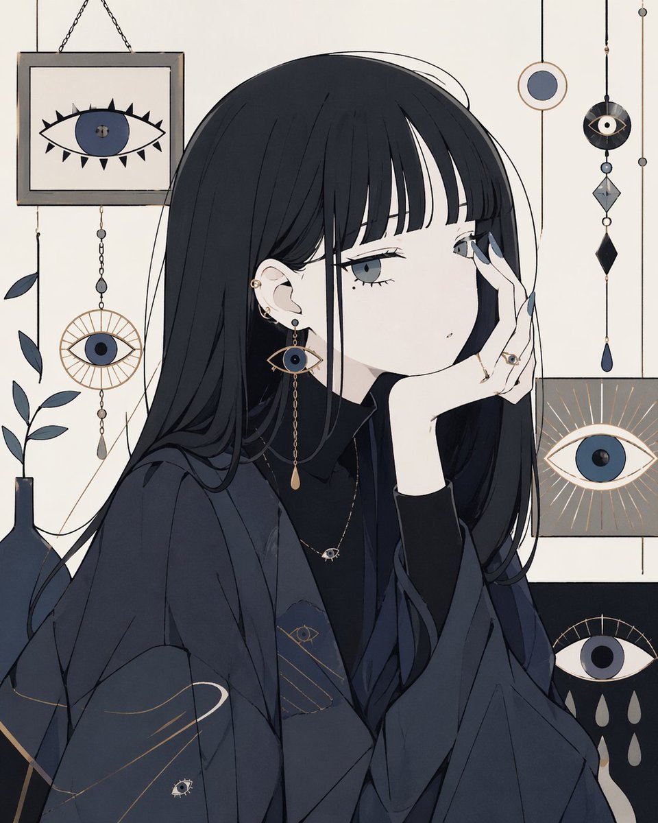 Occult Eye Motif Anime Portrait - GPT Image 2 prompt example