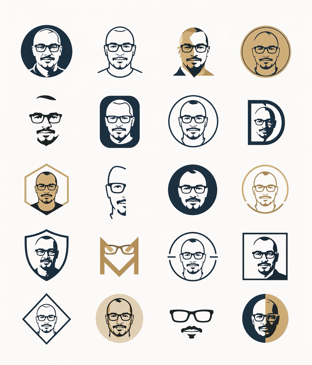 Minimal Male Avatar Logo Grid - GPT Image 2 prompt example