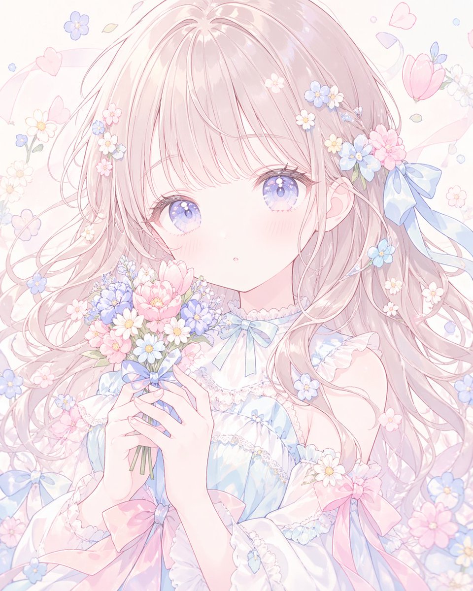 Pastel Faceless Anime Floral Portrait - GPT Image 2 prompt example