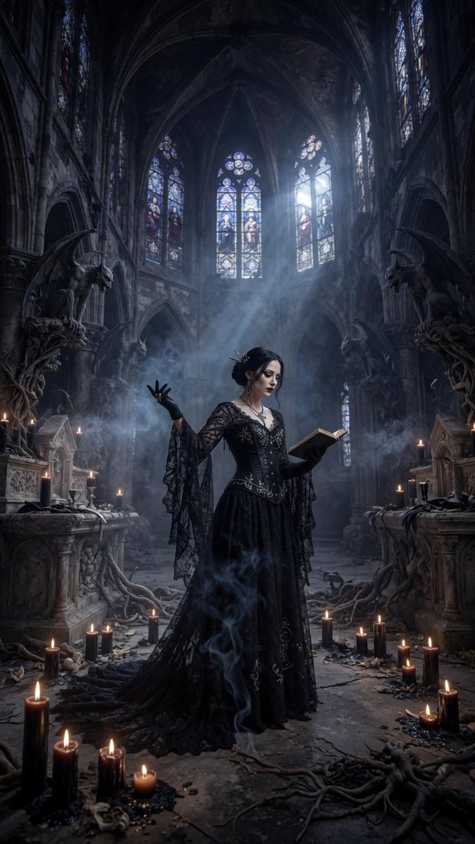 Gothic Sorceress in Ruined Cathedral - GPT Image 2 Prompt-Beispiel