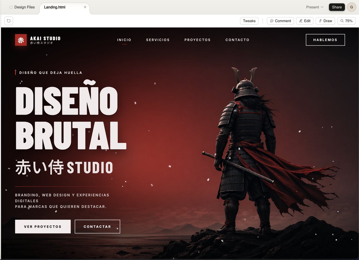 Cinematic Samurai Agency Landing Page - GPT Image 2 prompt example
