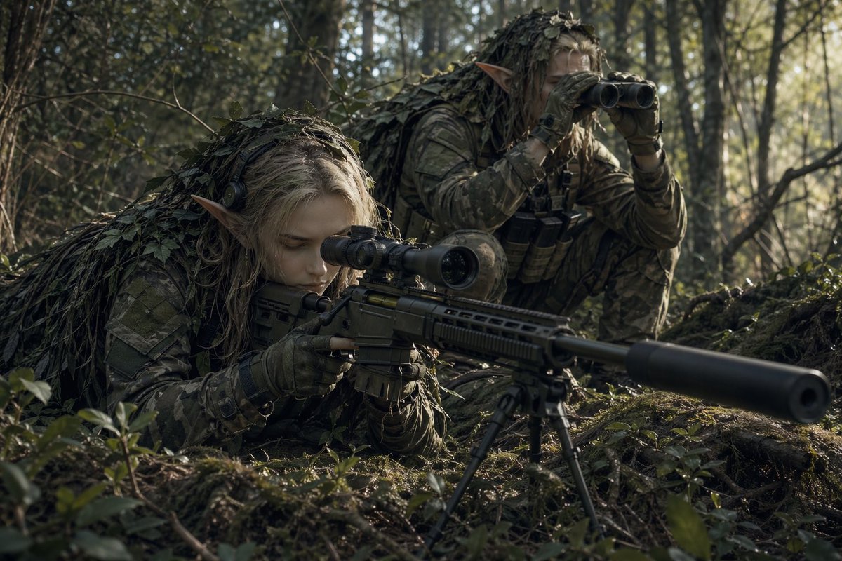Elf Sniper Team in Forest Ambush - esempio di prompt GPT Image 2