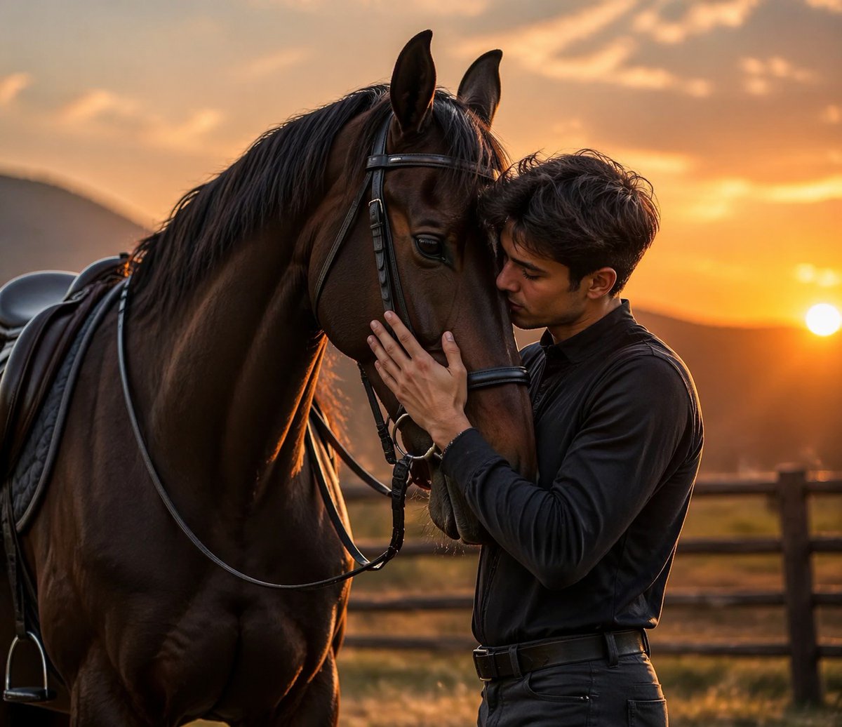 Luxury Sunset Equestrian Portrait - GPT Image 2 prompt example
