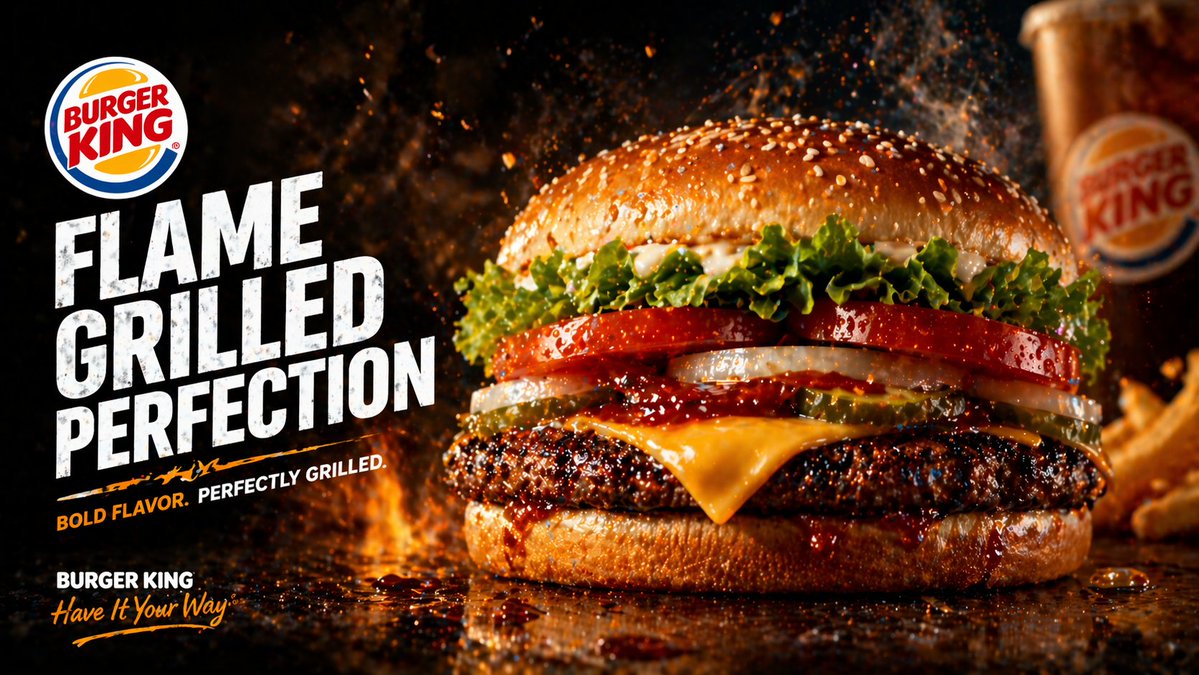 Flame-Grilled Burger Ad Poster - GPT Image 2 prompt example