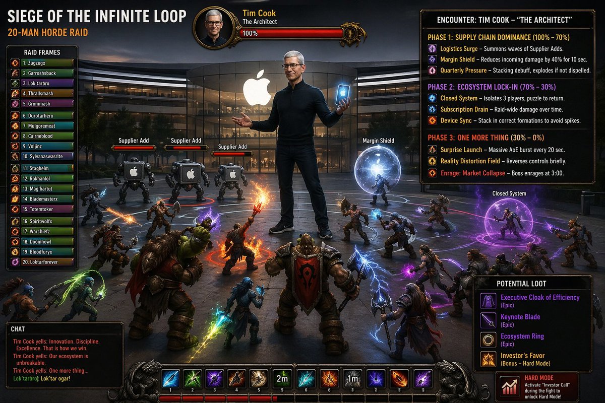 Tim Cook MMO Raid Boss Screen - GPT Image 2 prompt example