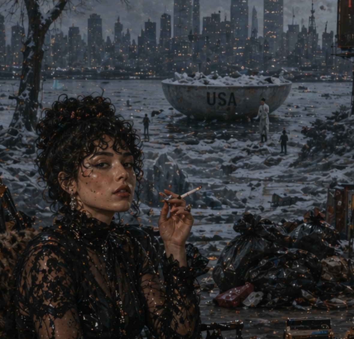 Dystopian Woman by Frozen Waterfront - esempio di prompt GPT Image 2