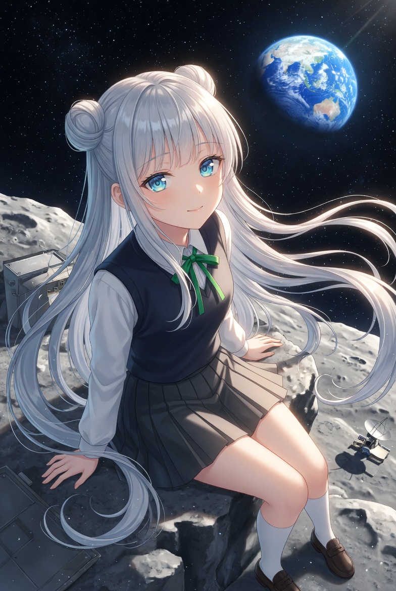 Anime Schoolgirl on the Moon - GPT Image 2 prompt example