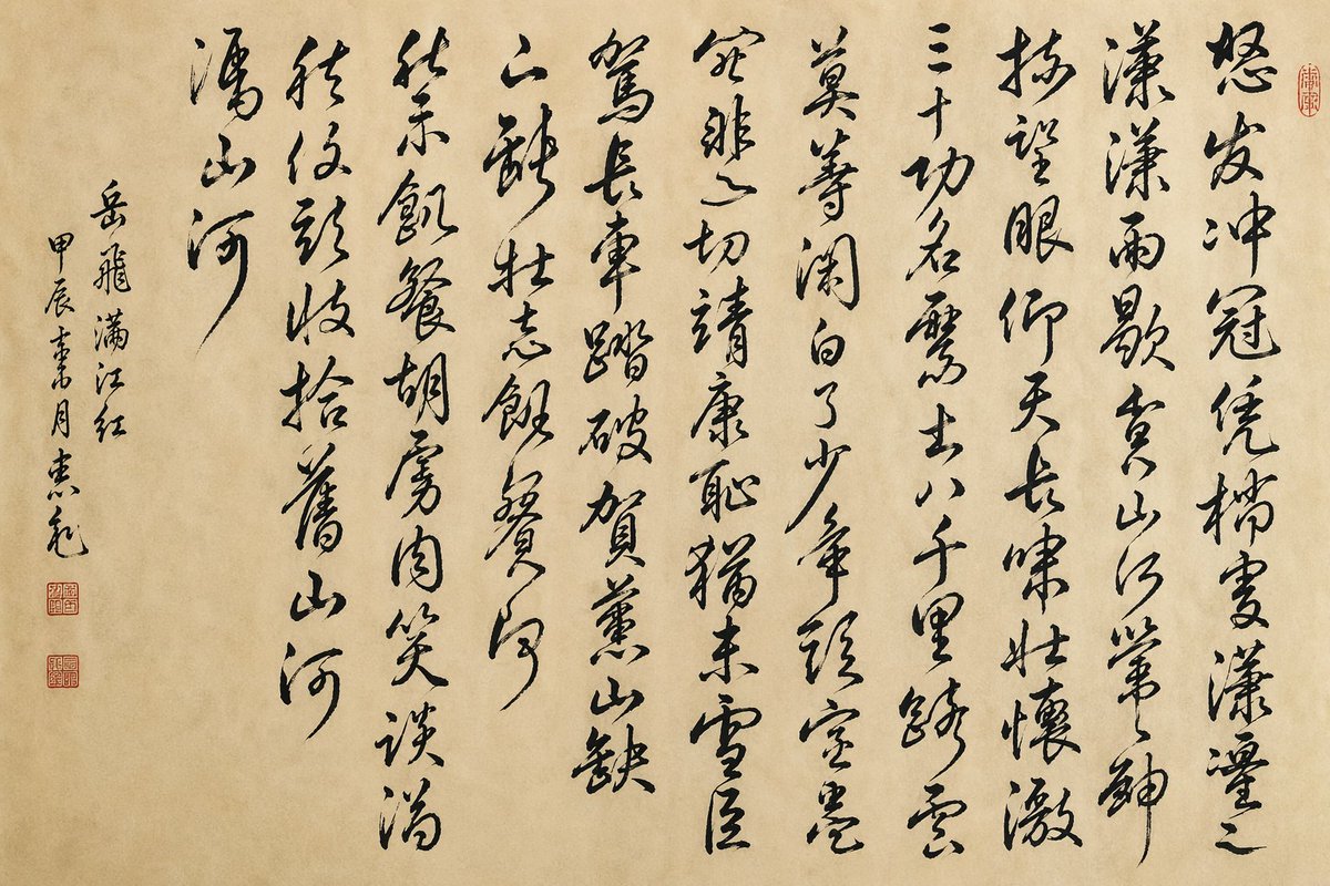 Chinese Cursive Calligraphy Scroll - GPT Image 2 prompt example