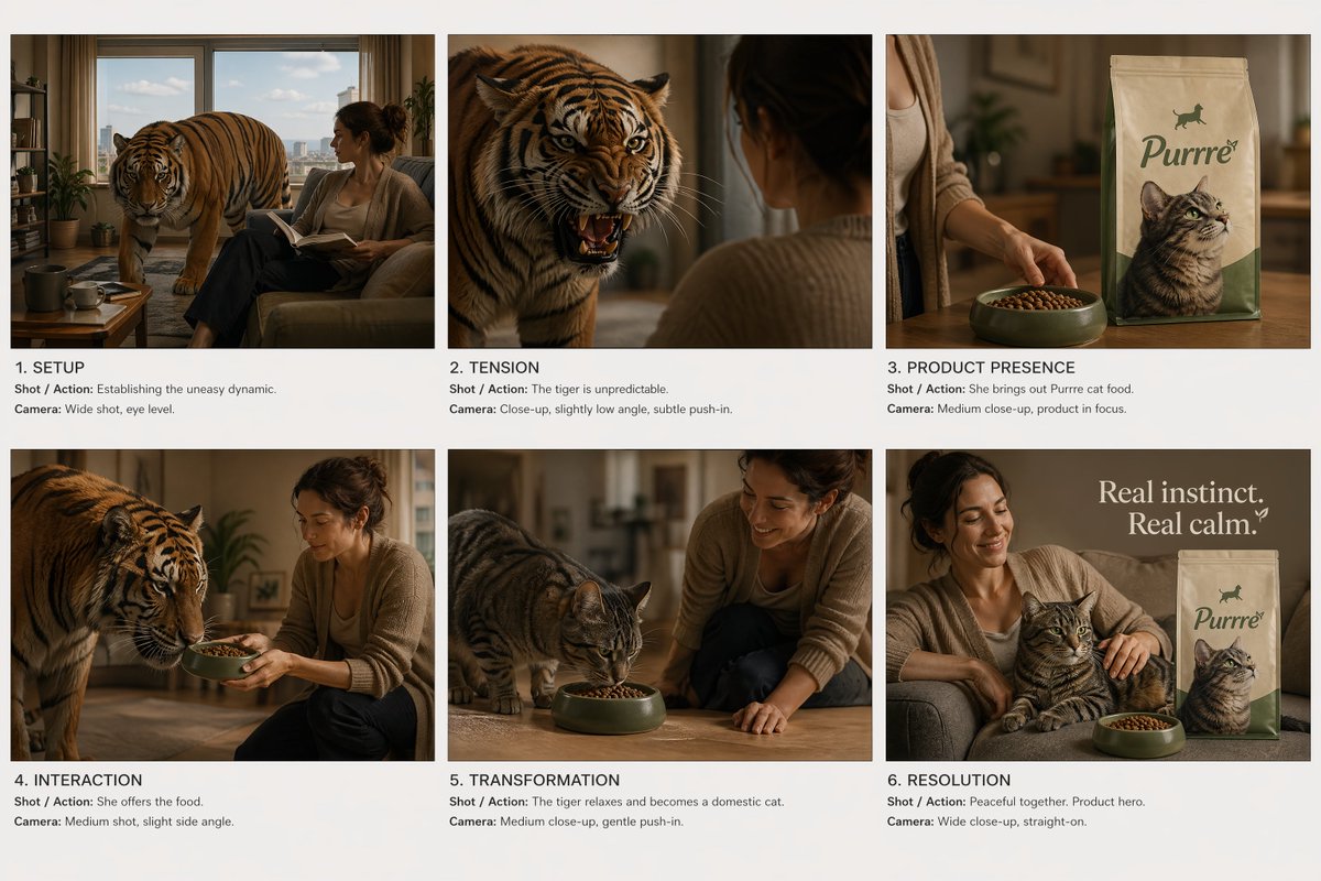 Commercial Ad Storyboard Layout - GPT Image 2 prompt example