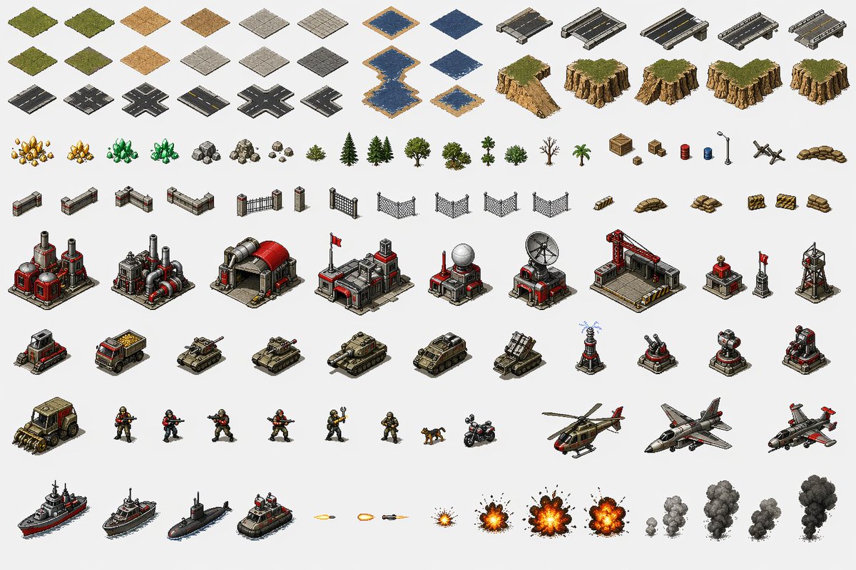 Red Alert Style Pixel Sprite Sheet - GPT Image 2 prompt example