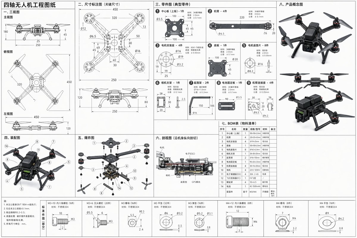 Technical Drone Engineering Blueprint - GPT Image 2 prompt example