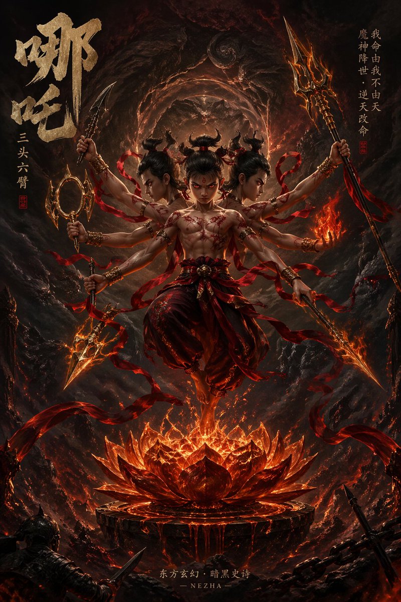 Epic Fantasy Novel Cover for Nezha - GPT Image 2 prompt example