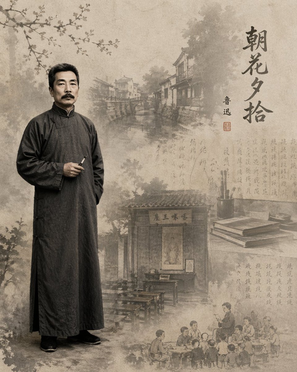 Lu Xun Literature Themed Illustration - GPT Image 2 prompt example