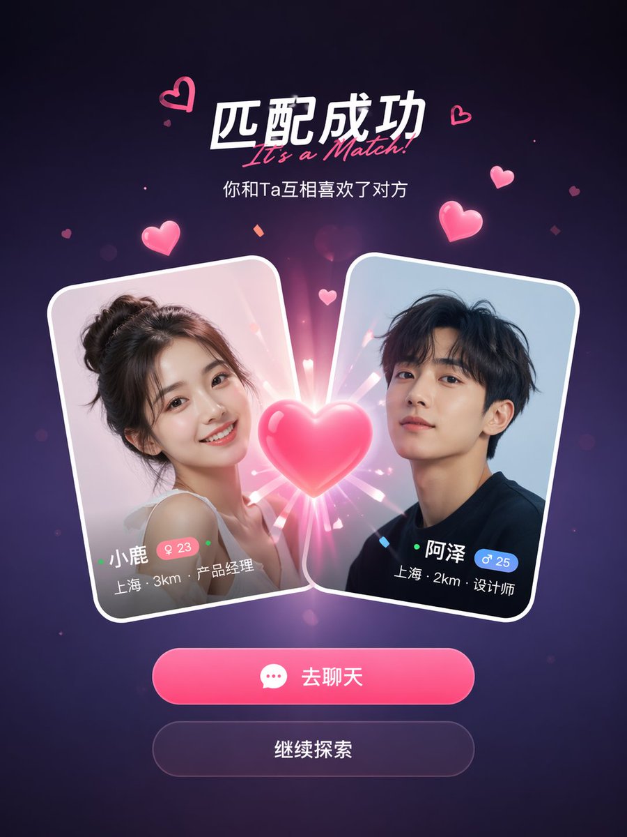 Social App Match Success UI - GPT Image 2 prompt example