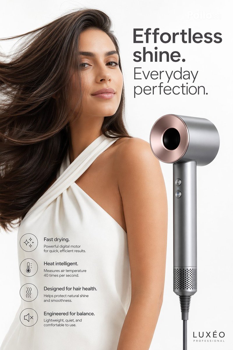 Luxury Hair Dryer Beauty Ad - GPT Image 2 prompt example