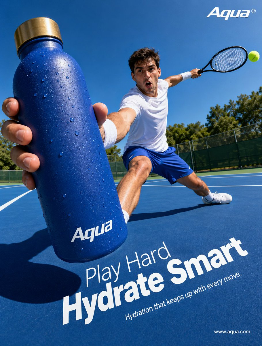 Tennis Hydration Ad Poster - GPT Image 2 Prompt-Beispiel