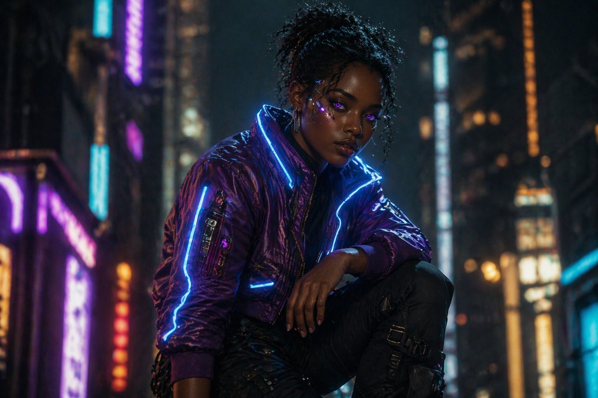 Cinematic Cyberpunk Woman Portrait - GPT Image 2 prompt example