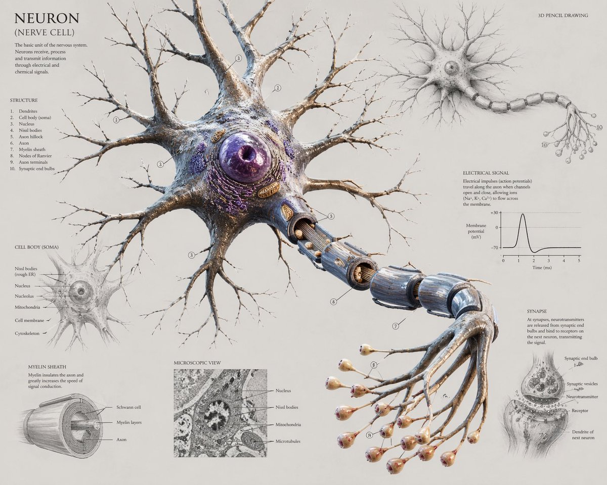 Scientific Neuron Anatomy Poster - GPT Image 2 prompt example