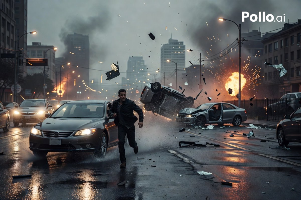 Cinematic City Crash Explosion - GPT Image 2 prompt example