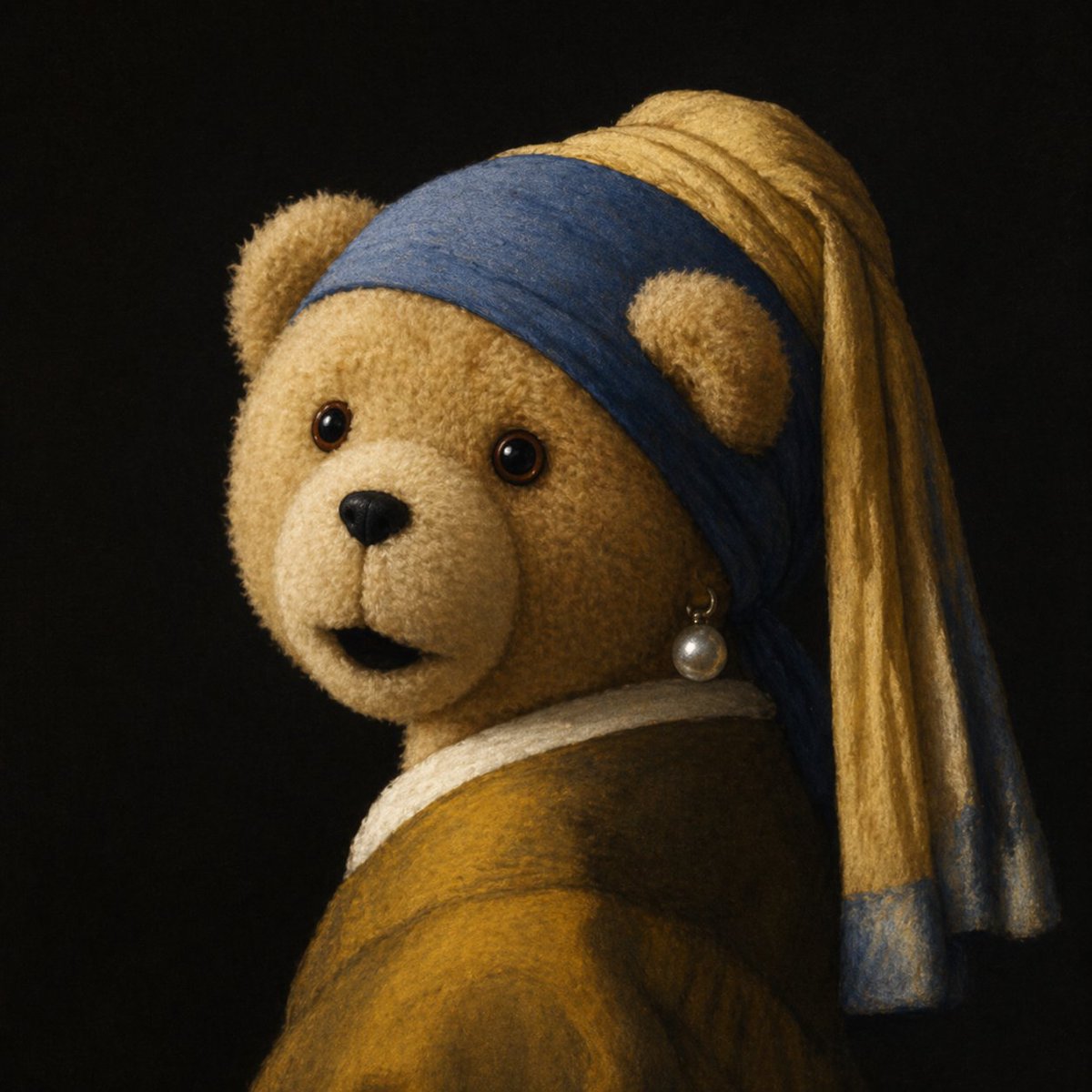 Teddy Bear with a Pearl Earring - GPT Image 2 prompt example