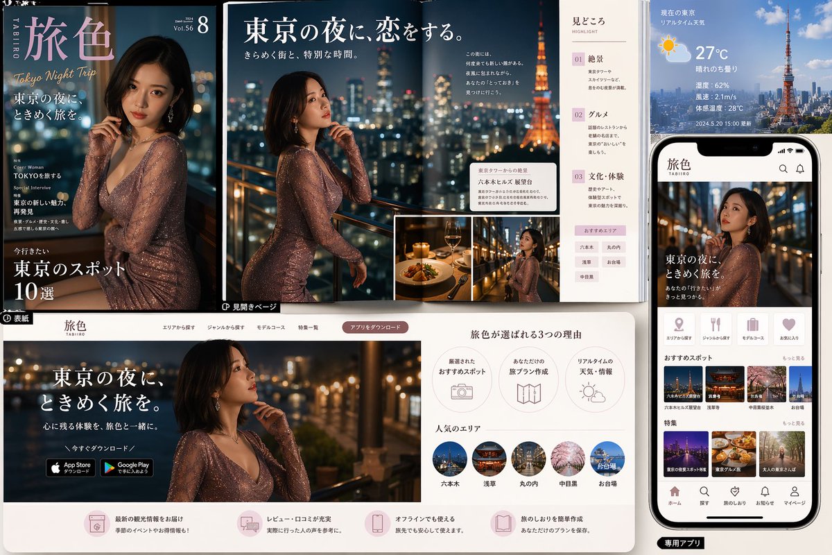 Tokyo Night Travel Brand Mockup - esempio di prompt GPT Image 2