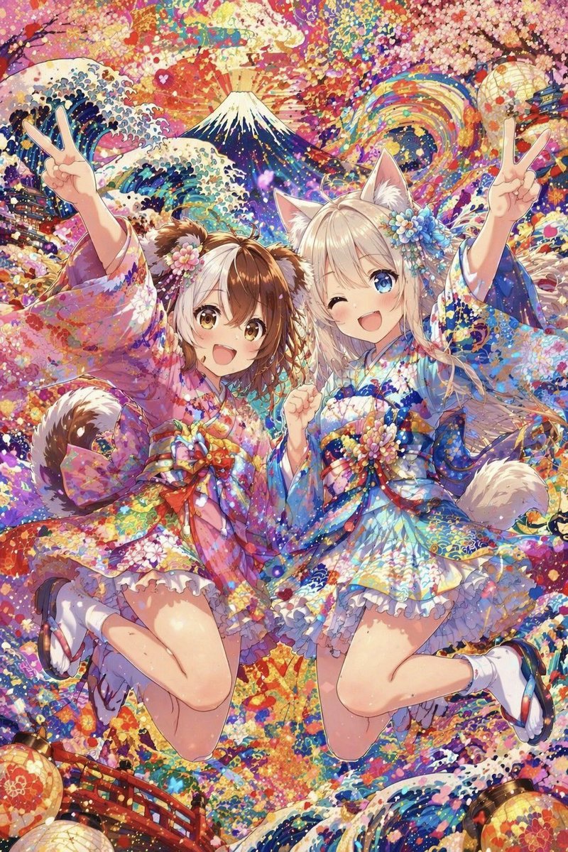 Colorful Kimono Kemonomimi Festival - GPT Image 2 Prompt-Beispiel