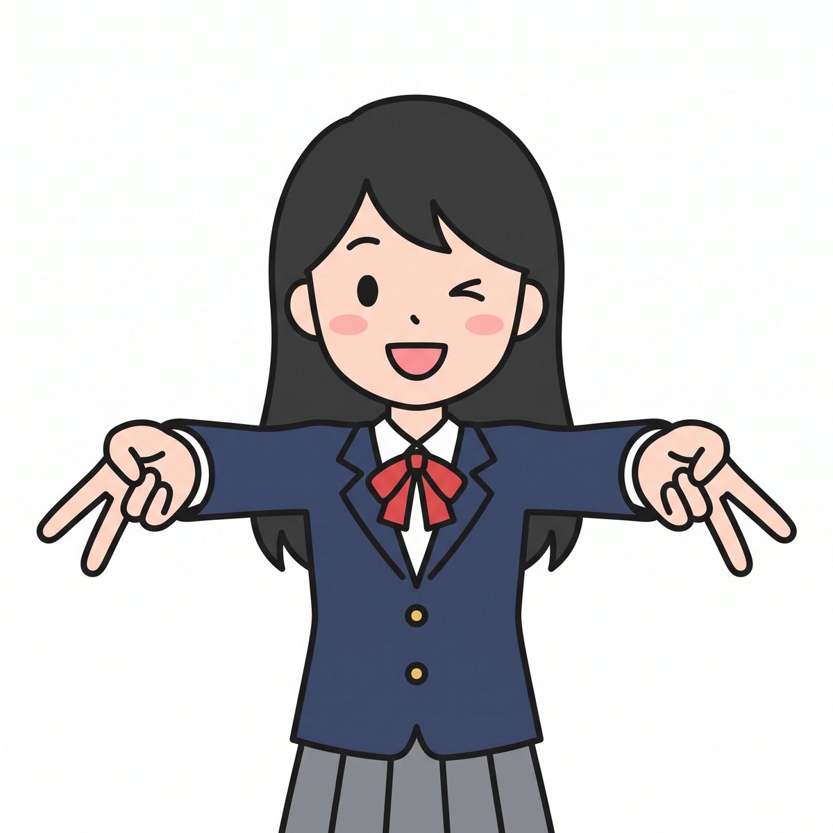 Cute Winking Schoolgirl Peace Sign - GPT Image 2 prompt example